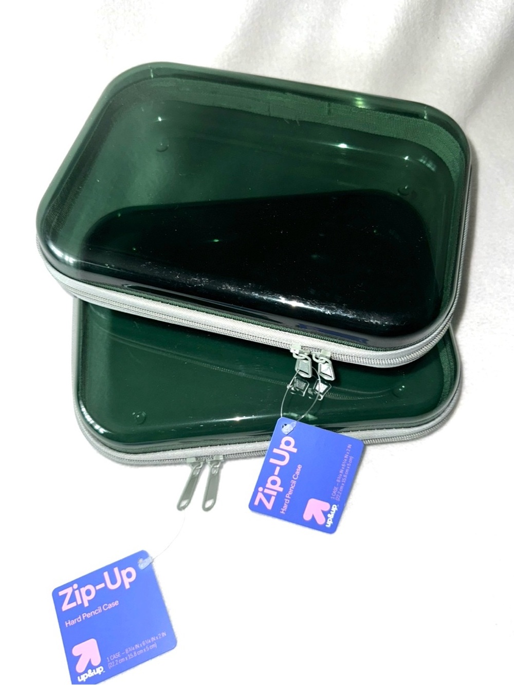 NEW! Set of 2 Green Zip-Around Hard Clear Cases UP & UP New With Tags